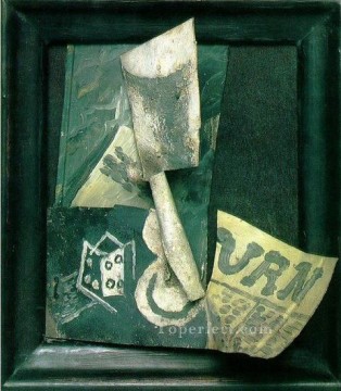 Vidrio y periódico 1914 cubista Pablo Picasso Pinturas al óleo